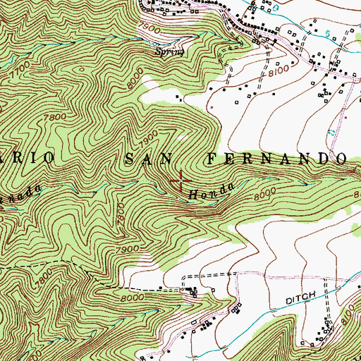Topographic Map of Truchas Census Designated Place, NM