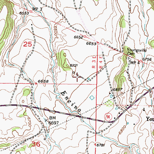 Topographic Map of Youngsville Census Designated Place, NM