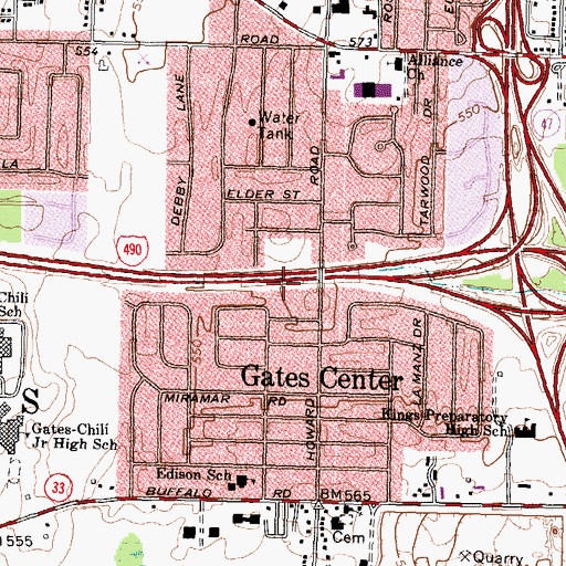 Topographic Map of Gates Census Designated Place, NY