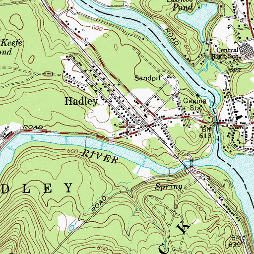 Topographic Map of Hadley Census Designated Place, NY