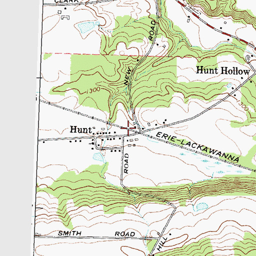 Topographic Map of Hunt Census Designated Place, NY