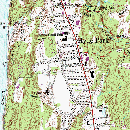 Topographic Map of Hyde Park Census Designated Place, NY