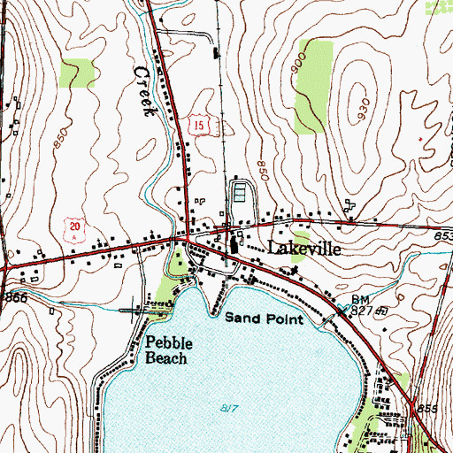 Topographic Map of Lakeville Census Designated Place, NY