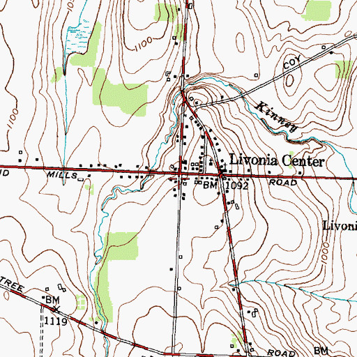 Topographic Map of Livonia Center Census Designated Place, NY