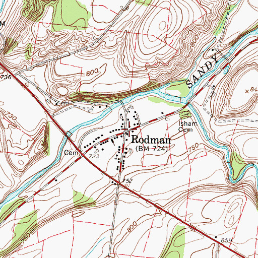 Topographic Map of Rodman Census Designated Place, NY