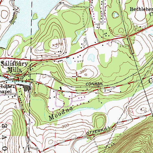 Topographic Map of Salisbury Mills Census Designated Place, NY