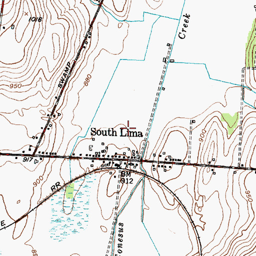 Topographic Map of South Lima Census Designated Place, NY