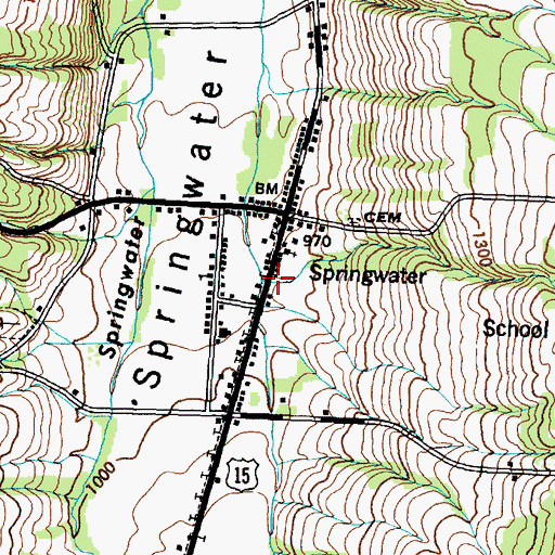 Topographic Map of Springwater Hamlet Census Designated Place, NY
