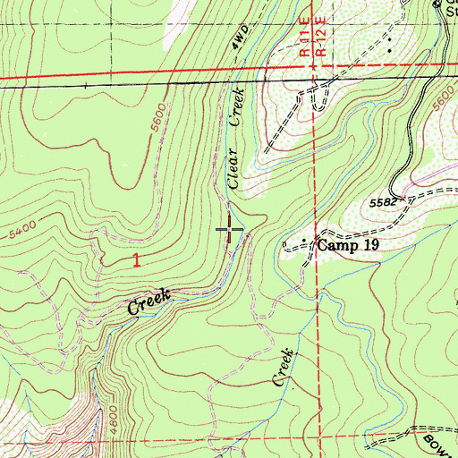 Topographic Map of Clear Creek, CA