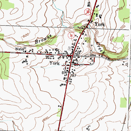 Topographic Map of York Hamlet Census Designated Place, NY