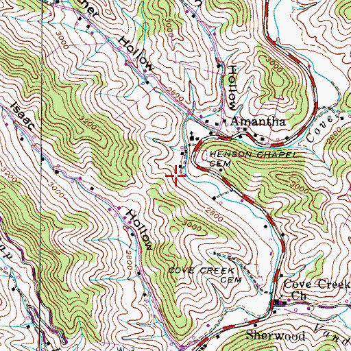 Topographic Map of Cove Creek Census Designated Place, NC