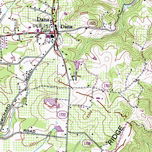 Topographic Map of Dana Census Designated Place, NC