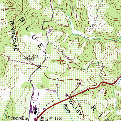 Topographic Map of Edneyville Census Designated Place, NC