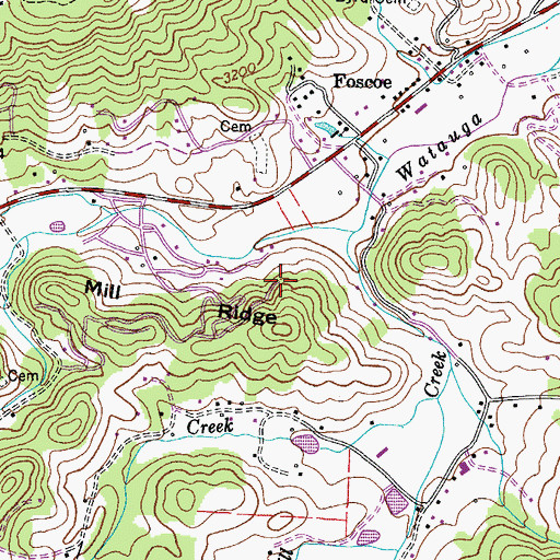 Topographic Map of Foscoe Census Designated Place, NC