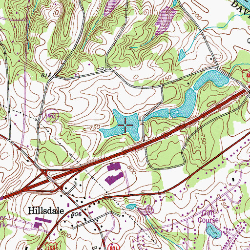 Topographic Map of Hillsdale Census Designated Place, NC