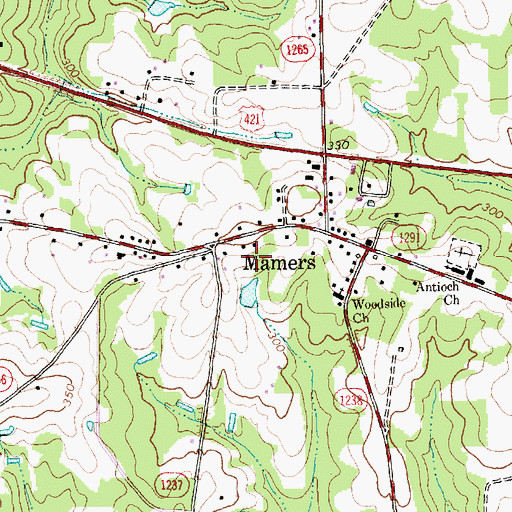 Topographic Map of Mamers Census Designated Place, NC