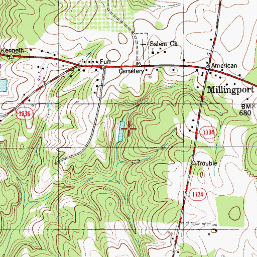 Topographic Map of Millingport Census Designated Place, NC