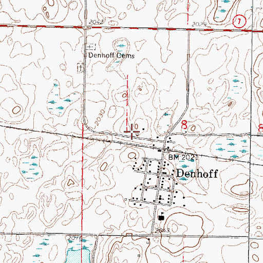 Topographic Map of Denhoff Census Designated Place, ND