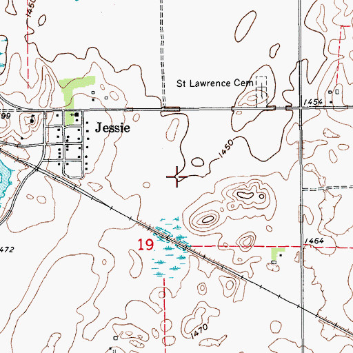 Topographic Map of Jessie Census Designated Place, ND
