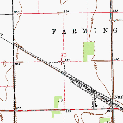 Topographic Map of Nash Census Designated Place, ND