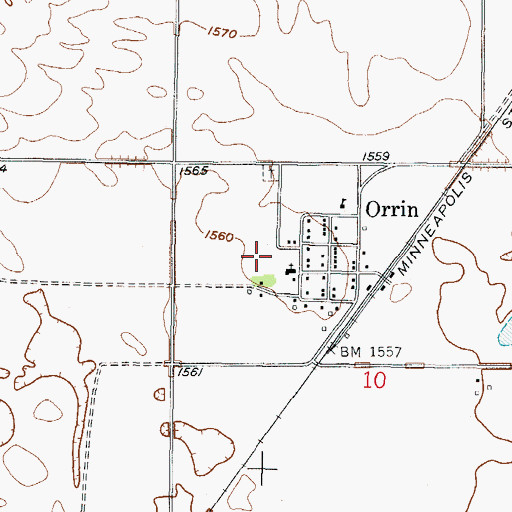 Topographic Map of Orrin Census Designated Place, ND