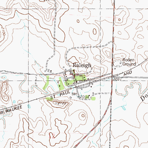 Topographic Map of Raleigh Census Designated Place, ND