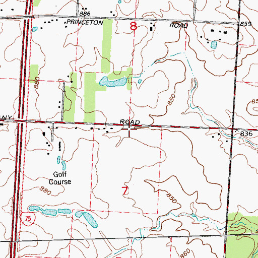 Topographic Map of Four Bridges Census Designated Place, OH