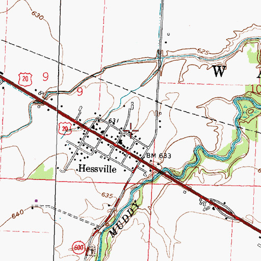 Topographic Map of Hessville Census Designated Place, OH