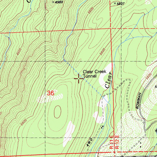 Topographic Map of Clear Creek Tunnel, CA