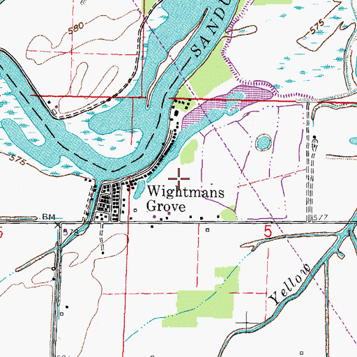 Topographic Map of Wightmans Grove Census Designated Place, OH