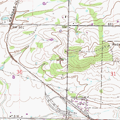 Topographic Map of Badger Lee Census Designated Place, OK