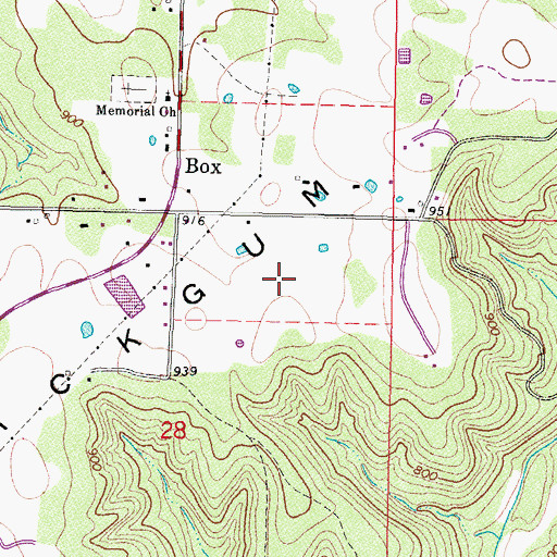 Topographic Map of Box Census Designated Place, OK