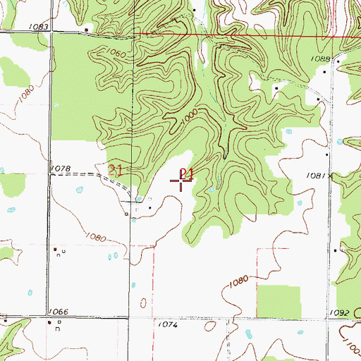 Topographic Map of Deer Lick Census Designated Place, OK