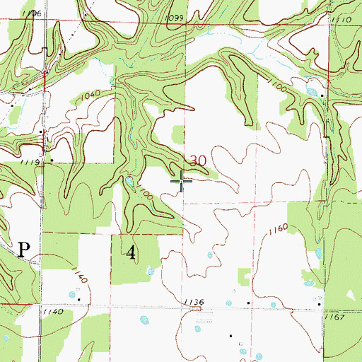 Topographic Map of Indianola Census Designated Place, OK