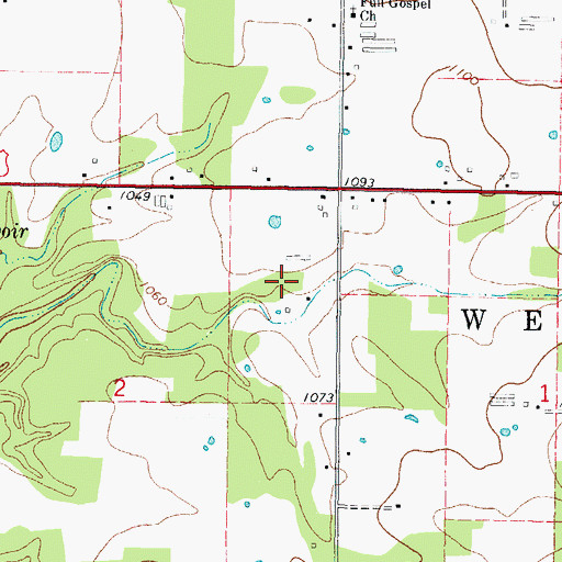 Topographic Map of Old Green Census Designated Place, OK