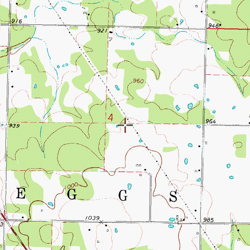 Topographic Map of Peggs Census Designated Place, OK