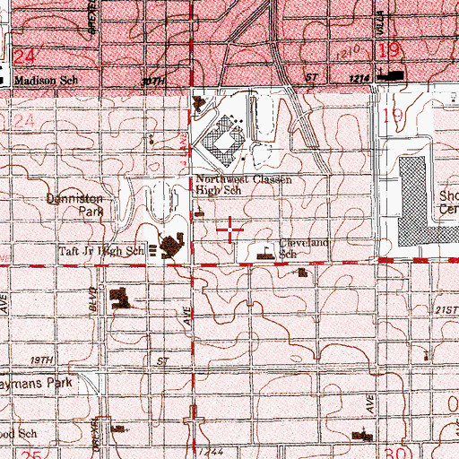Topographic Map of Oklahoma City Southwest Division, OK