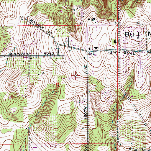 Topographic Map of Bull Mountain Census Designated Place, OR