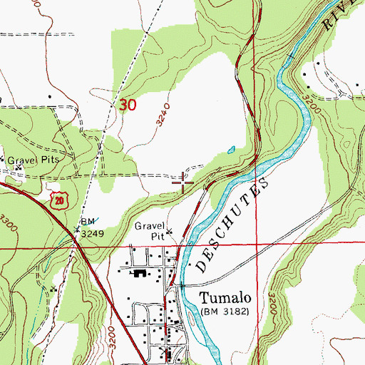 Topographic Map of Tumalo Census Designated Place, OR
