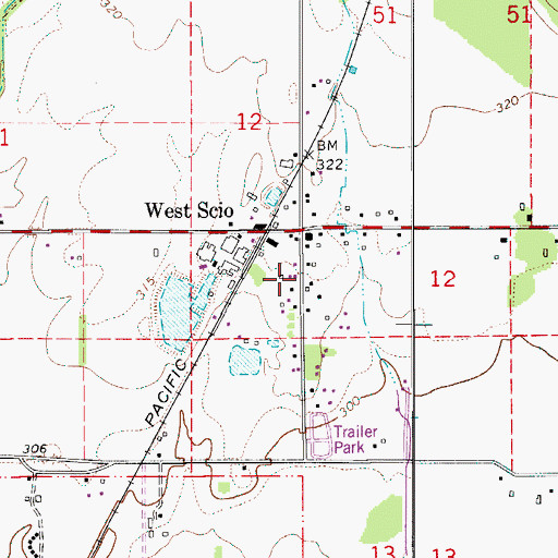 Topographic Map of West Scio Census Designated Place, OR