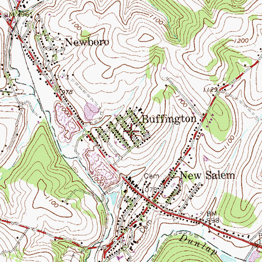 Topographic Map of Buffington Census Designated Place, PA