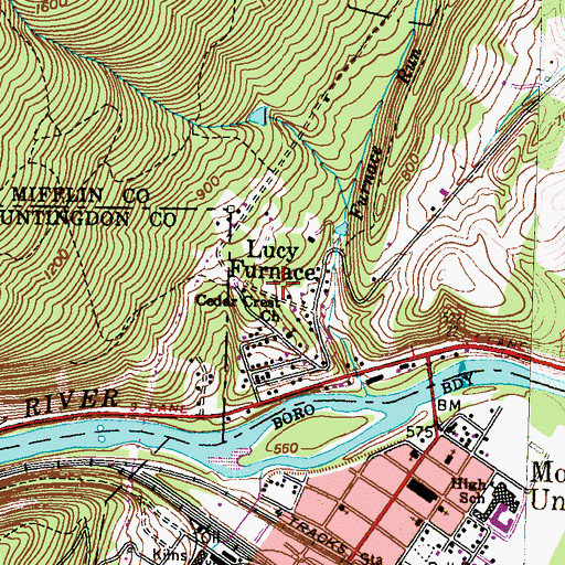 Topographic Map of Cedar Crest Census Designated Place, PA