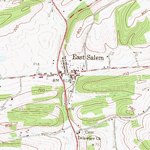 Topographic Map of East Salem Census Designated Place, PA