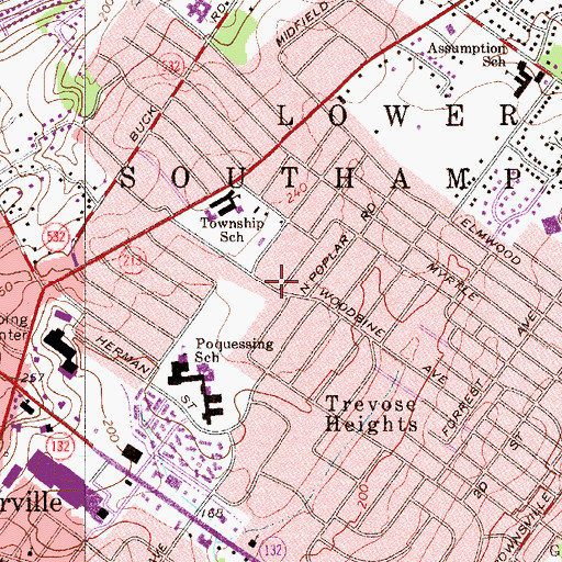 Topographic Map of Feasterville Census Designated Place, PA