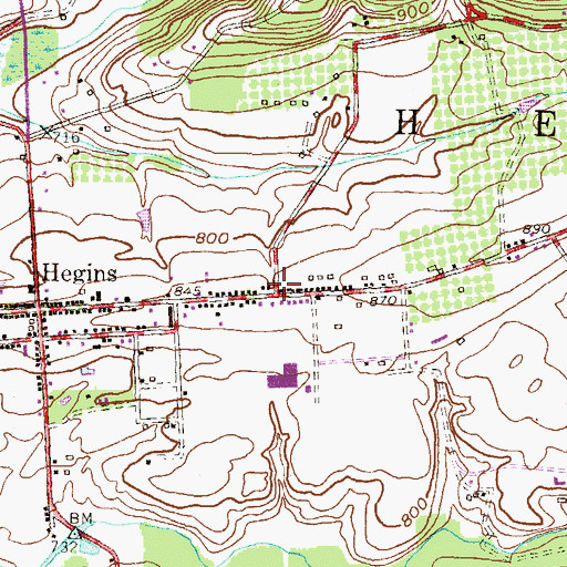 Topographic Map of Hegins Census Designated Place, PA