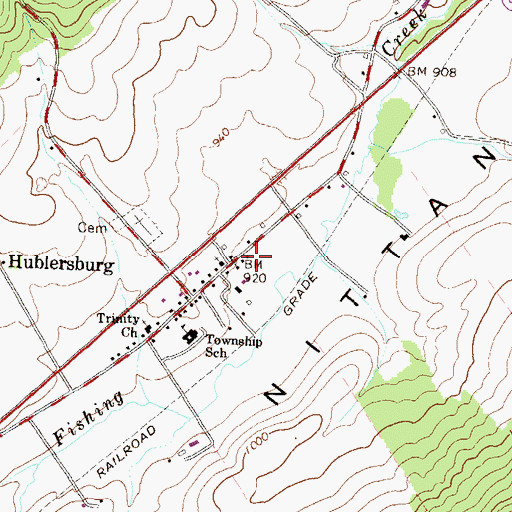 Topographic Map of Hublersburg Census Designated Place, PA