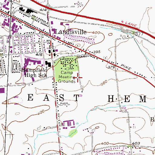 Topographic Map of Landisville Census Designated Place, PA