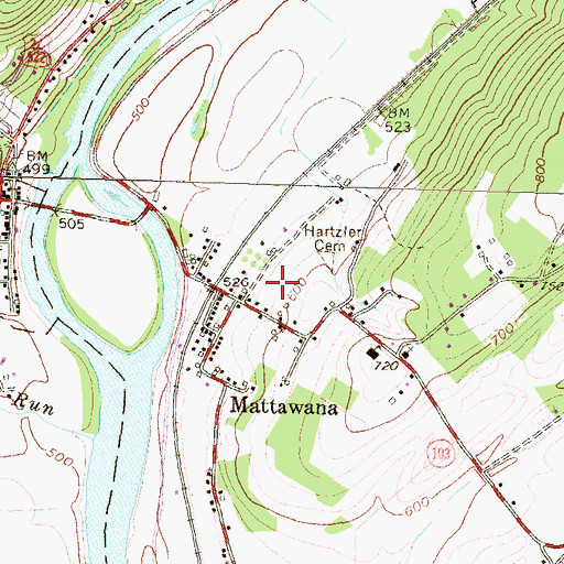Topographic Map of Mattawana Census Designated Place, PA