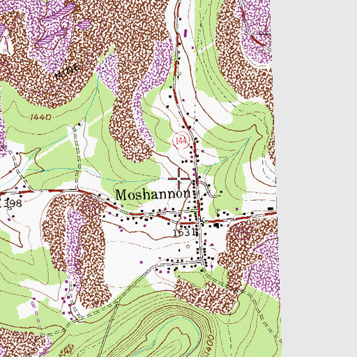 Topographic Map of Moshannon Census Designated Place, PA