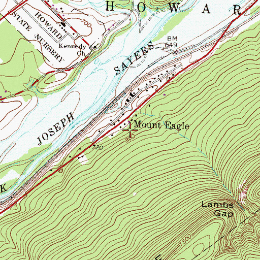 Topographic Map of Mount Eagle Census Designated Place, PA